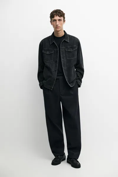 Massimo Dutti Regular Fit Cotton Denim Jacket In Indigo