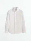 Massimo Dutti Regular Fit Cotton Poplin Shirt In Weiss