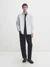 Massimo Dutti Gestreiftes Baumwollhemd Im Regular-fit In Blau