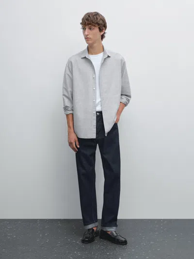 Massimo Dutti Regular Fit Flecked Shirt In Brown