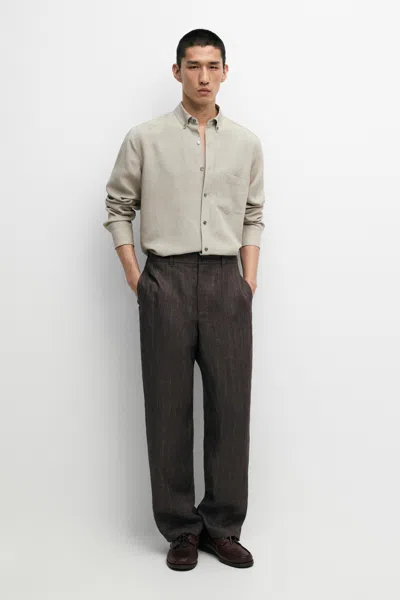 Massimo Dutti Regular Fit Flowing Shirt In Green