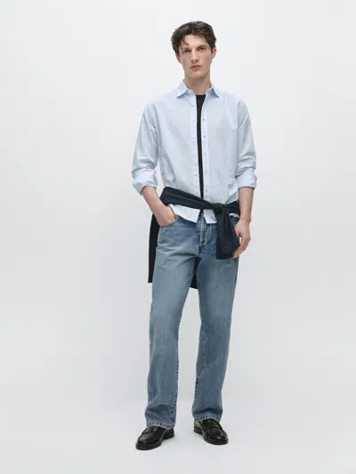 Massimo Dutti Regular Fit Linen Blend Shirt In Blue