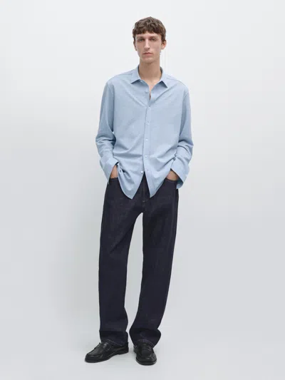 Massimo Dutti Regular Fit Melange Shirt In Blue