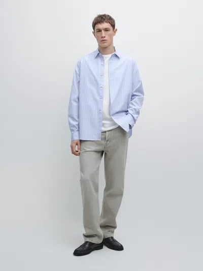 Massimo Dutti Regular Fit Pinstriped Shirt In Blue