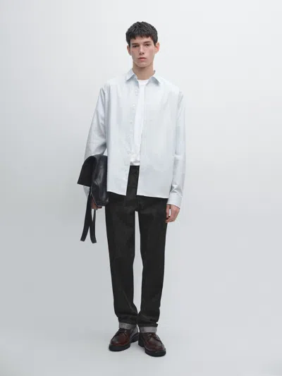 Massimo Dutti Regular Fit Pinstriped Shirt In White