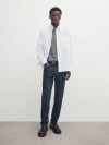 Massimo Dutti Popelinhemd Mit Brusttasche Im Regular-fit In Weiss