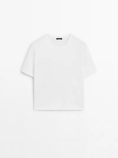 Massimo Dutti Regular Fit Short Sleeve T In Purple