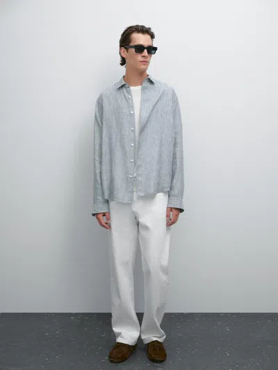 Massimo Dutti Regular Fit Striped Shirt In Blue