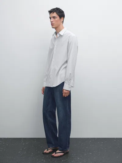 Massimo Dutti Regular Fit Striped Shirt In Blue