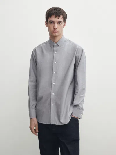 Massimo Dutti Regular Fit Stripes Shirt In Marineblau
