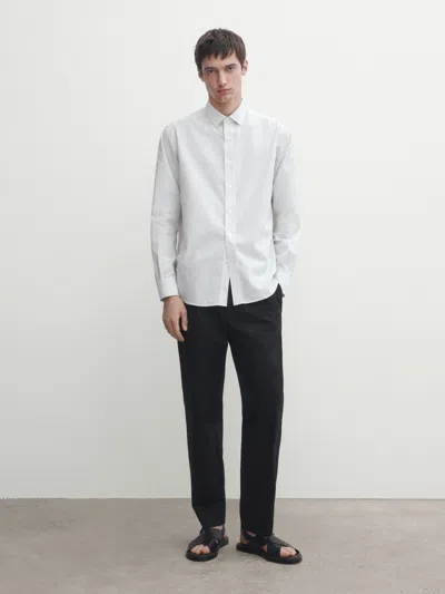 Massimo Dutti Regular Fit Stripes Shirt In Weiss
