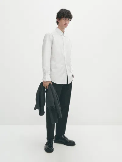 Massimo Dutti Regular-fit-hemd Aus Ottomangewebe Mit Strukturmuster In Weiss