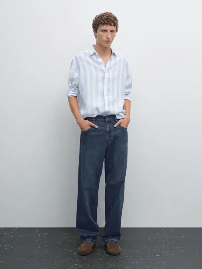 Massimo Dutti Regular Fit Wide Stripe Shirt In Multi