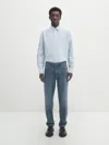 Massimo Dutti Breitgestreiftes Oxfordhemd Im Regular-fit In Hellblau