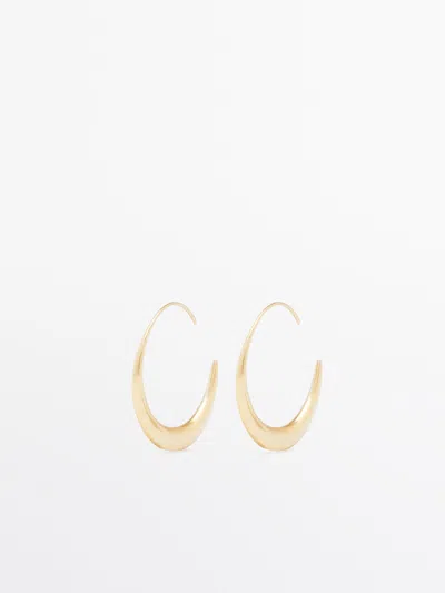Massimo Dutti Moon Hoop Earrings In Golden