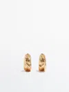Massimo Dutti Textured Hoop Earrings In Gold