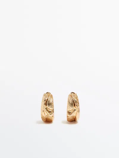 Massimo Dutti Textured Hoop Earrings In Gold