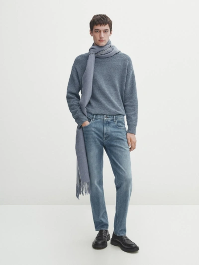 Massimo Dutti Gebleichte Jeans Im Regular-fit In Indigo