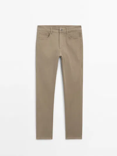 Massimo Dutti Relaxed Fit Denim Trousers In Mink