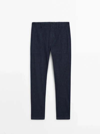 Massimo Dutti Relaxed Fit Jeans With Carpenter Pocket In Indigo