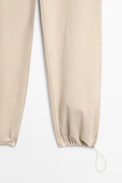 Massimo Dutti Relaxed Fit Parachute Pants In Neutral