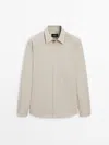 Massimo Dutti Relaxed Fit Poplin Shirt With Pocket In Grey