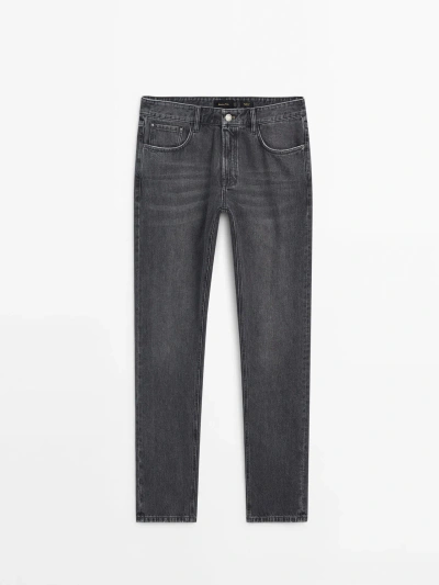 Massimo Dutti Relaxed Fit Stonewash Jeans In Grey