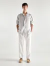 Massimo Dutti Relaxed Fit Striped Linen Shirt In Dunkelgrau