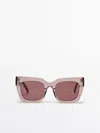 Massimo Dutti Resin Sunglasses In Mauve