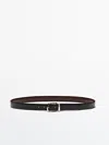 Massimo Dutti Reversible Leather Belt In Black