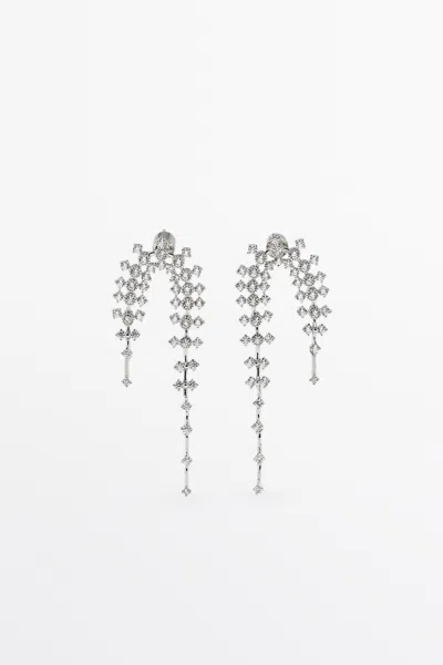 Massimo Dutti Orecchini A Cascata Con Strass In Argento