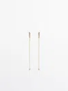 Massimo Dutti Long Shiny Earrings In Golden