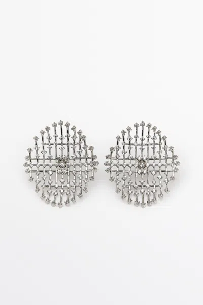Massimo Dutti Orecchini Geometrici Con Strass In Argento