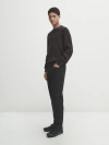 Massimo Dutti Gerippter Strickpullover Aus Baumwollmischgewebe In Grau