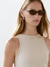 Massimo Dutti Ribbed Halter Top In Neutral