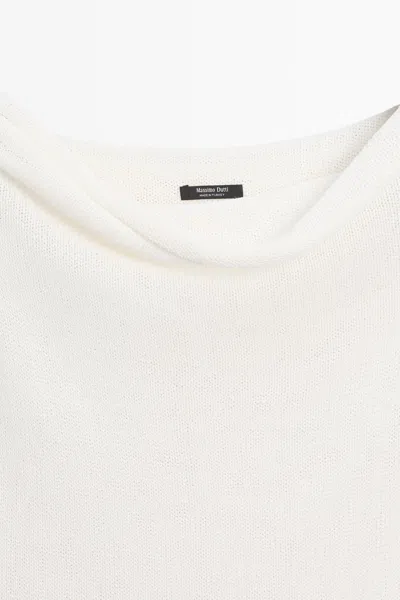 Massimo Dutti Ribbed Knit Bandeau Top In White