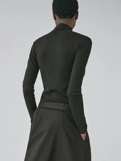 Massimo Dutti Ribbed Long Sleeve Cotton T In Black