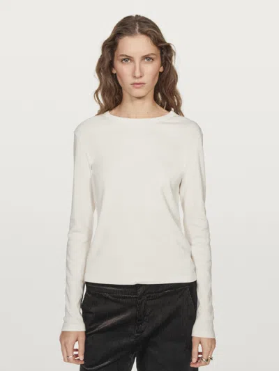 Massimo Dutti Ribbed Long Sleeve Melange T In Neutral
