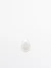 Massimo Dutti Ring With Teardrop Detail In Silver