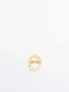 Massimo Dutti Ring With Textured Detail In Golden
