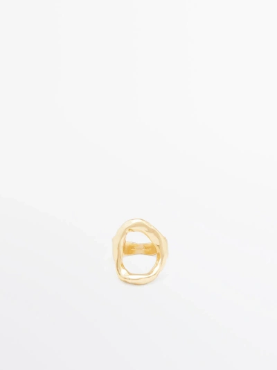 Massimo Dutti Ring With Textured Detail In Gold