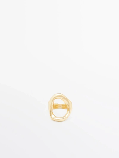 Massimo Dutti Ring With Textured Detail In Golden
