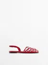 MASSIMO DUTTI ROTE SLINGBACKS MIT MEHREREN BÄNDERN