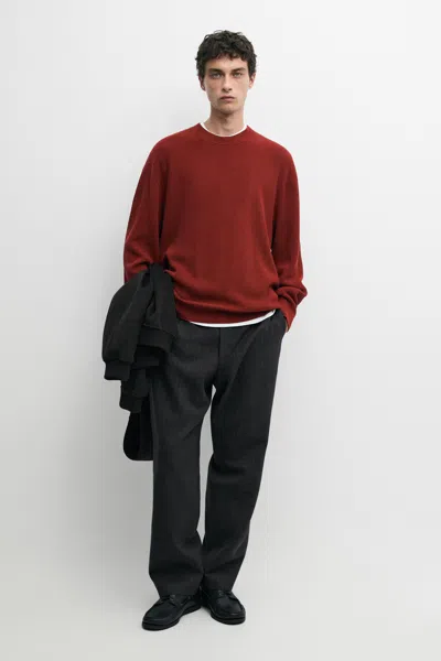 Massimo Dutti Round Neck Knit Sweater In Orange