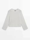 Massimo Dutti Round Neck Sweater In Cream