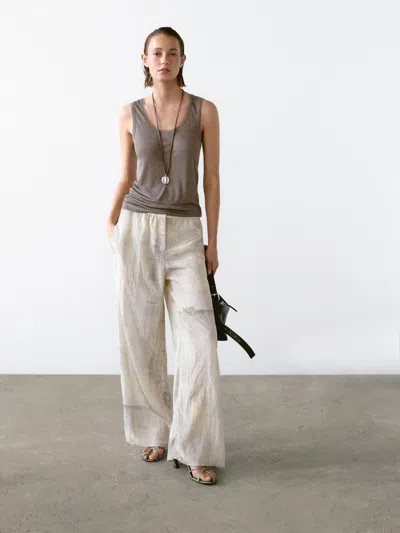 Massimo Dutti Round Neck Top With Seam Details In Multi