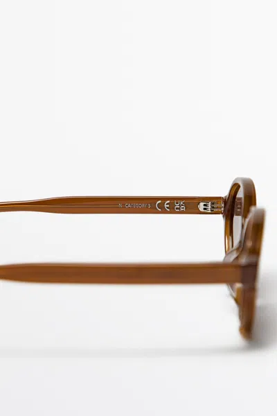 Massimo Dutti Round Sunglasses In Gold