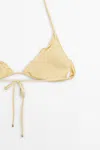 Massimo Dutti Ruffled Triangle Bikini Top In Yellow