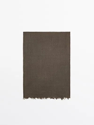 Massimo Dutti Rustic Scarf In Mink