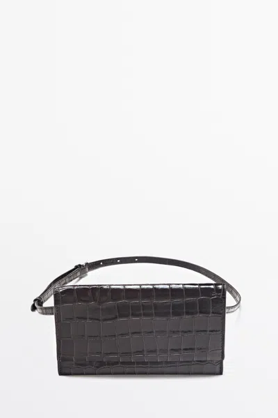 Massimo Dutti Sac Ceinture En Cuir Texturé In Marron